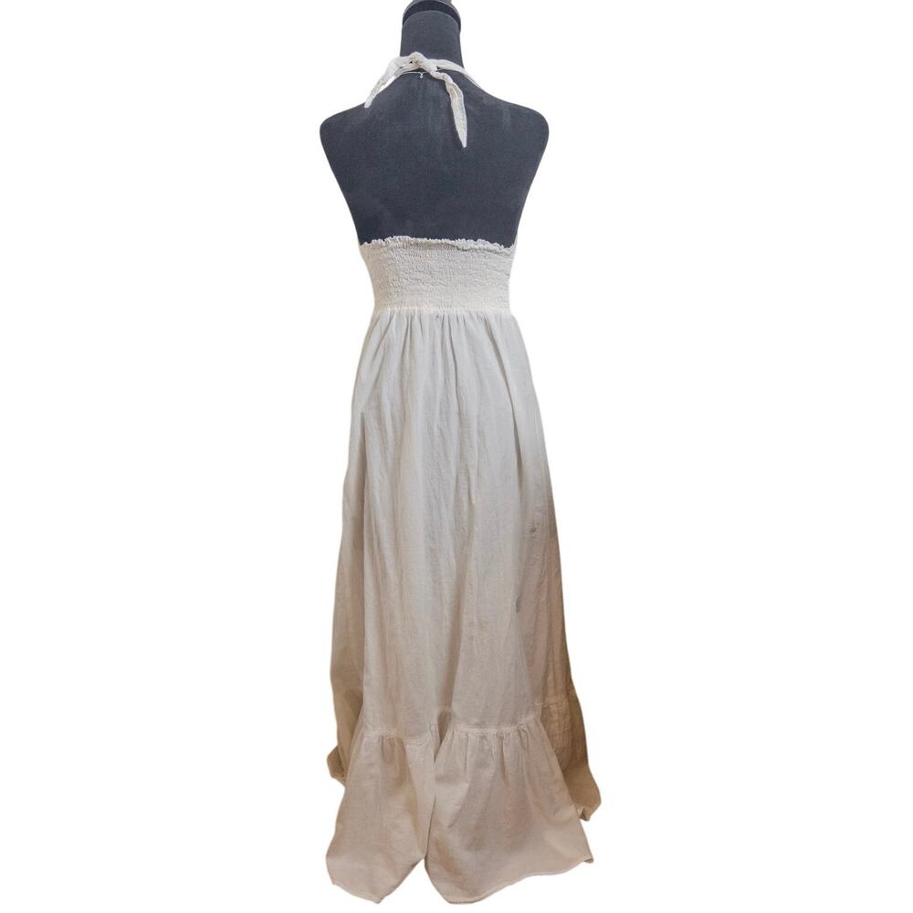 Tommy Bahama White Halter Crochet Trim Cotton Maxi Dress USA Medium - Picture 4 of 10